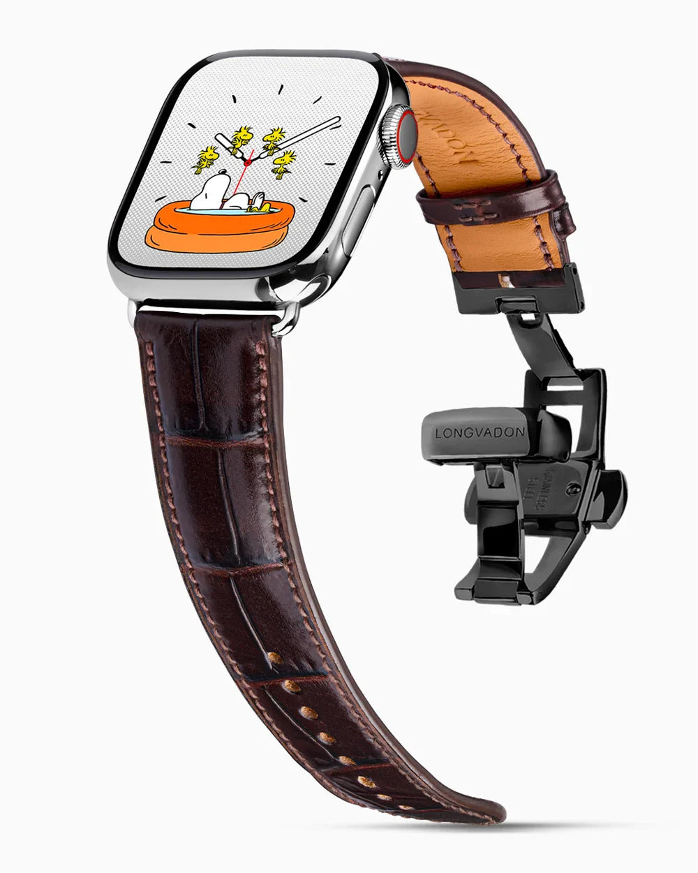 Caiman Calf designer Apple Watch leather band on a Apple Watch