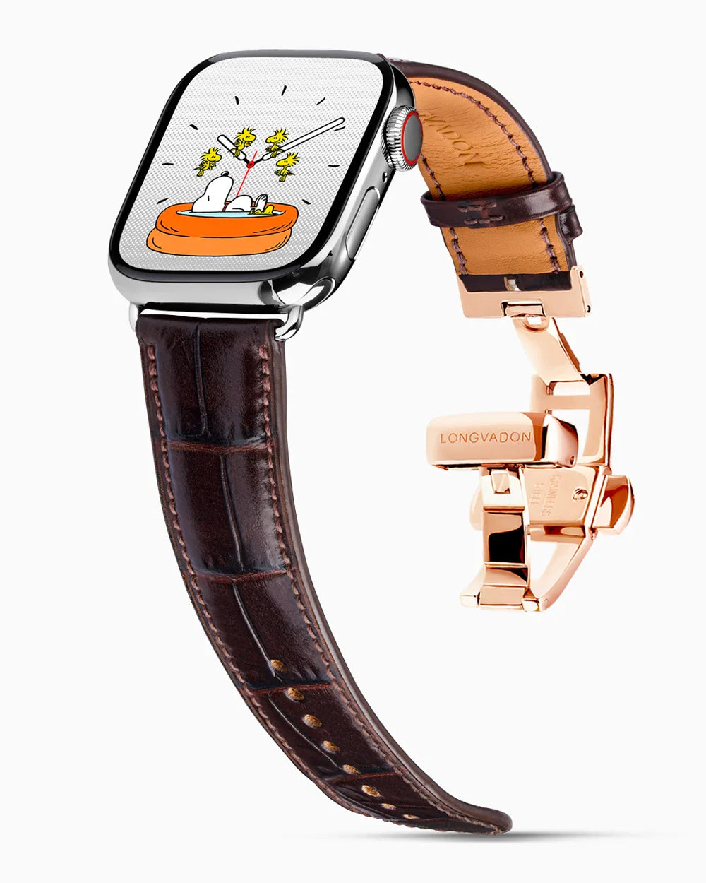 Caiman Calf designer Apple Watch leather band on a Apple Watch