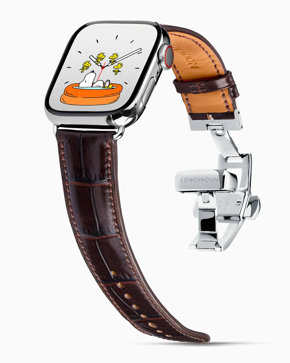 Caiman Calf designer Apple Watch leather band on a Apple Watch