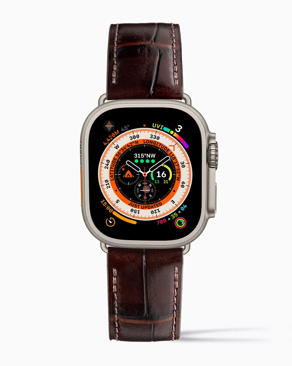 Caiman Calf designer Apple Watch leather band on a Apple Watch Ultra
