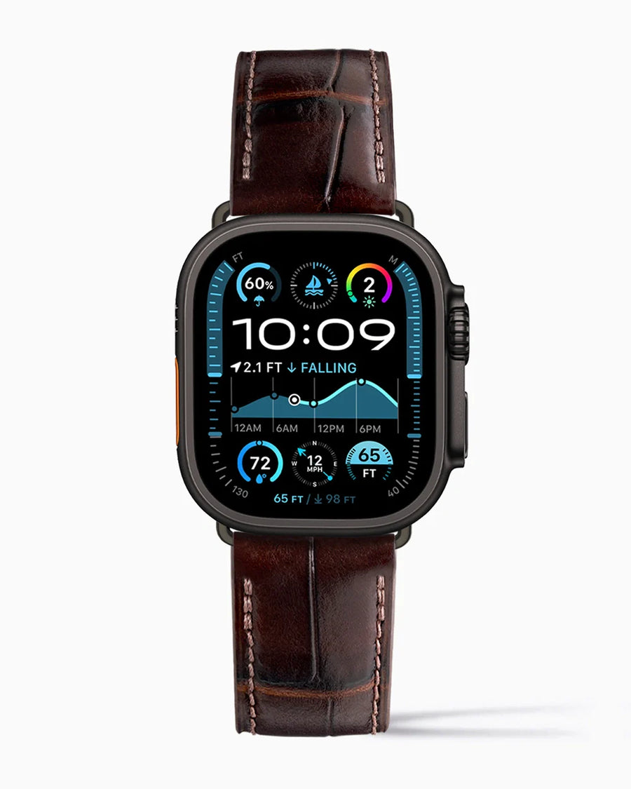 Caiman Calf designer Apple Watch leather band on a Apple Watch Ultra