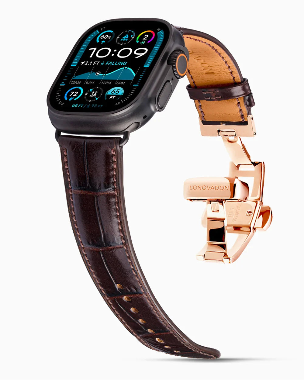 Caiman Calf designer Apple Watch leather band on a Apple Watch