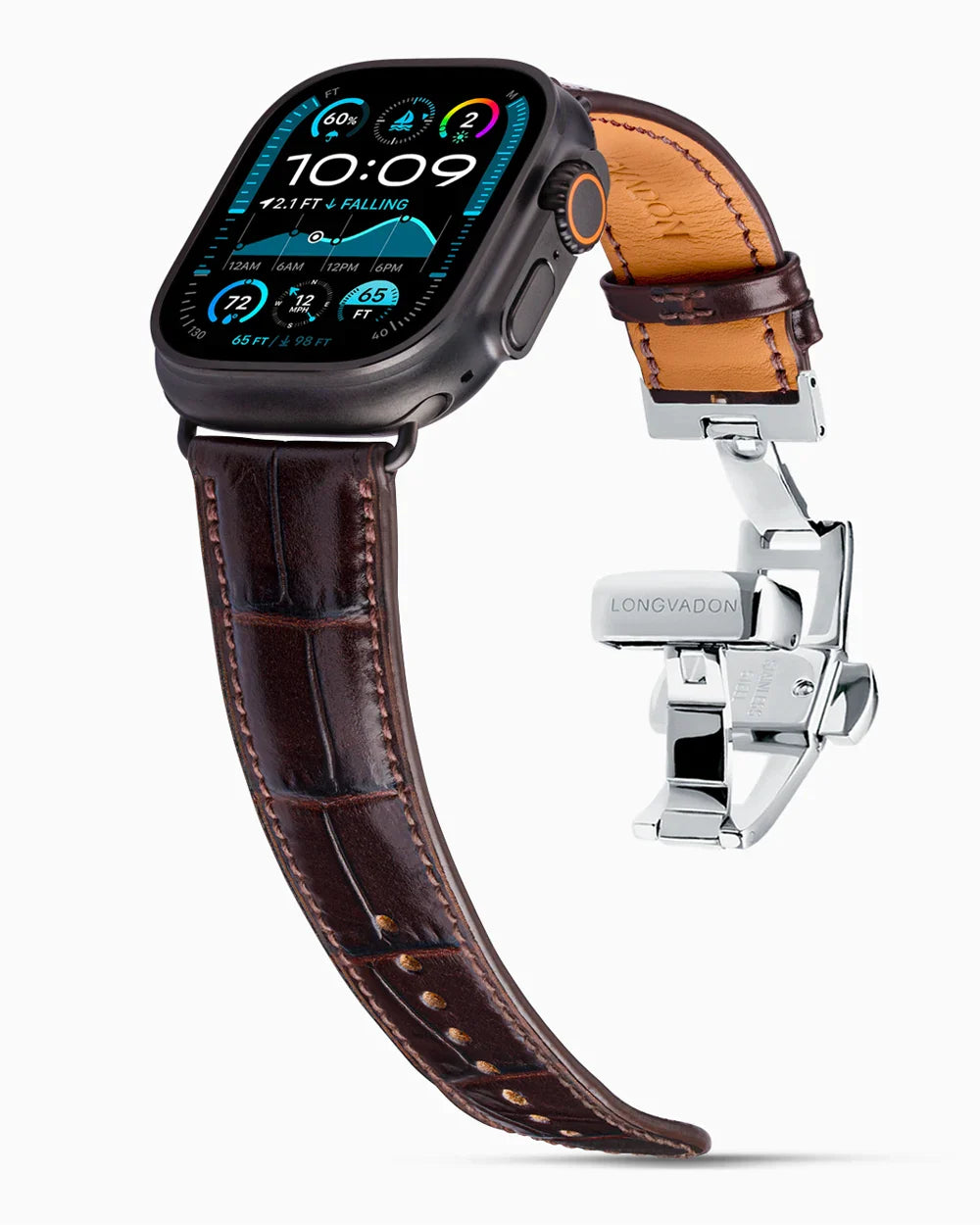 Caiman Calf designer Apple Watch leather band on a Apple Watch