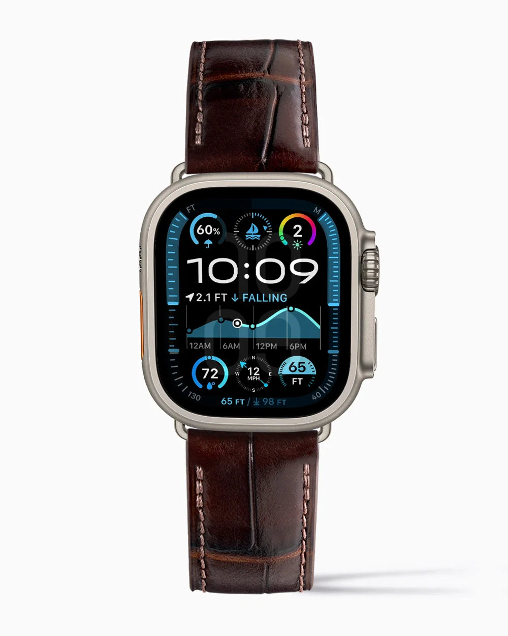 Caiman Calf designer Apple Watch leather band on a Apple Watch Ultra