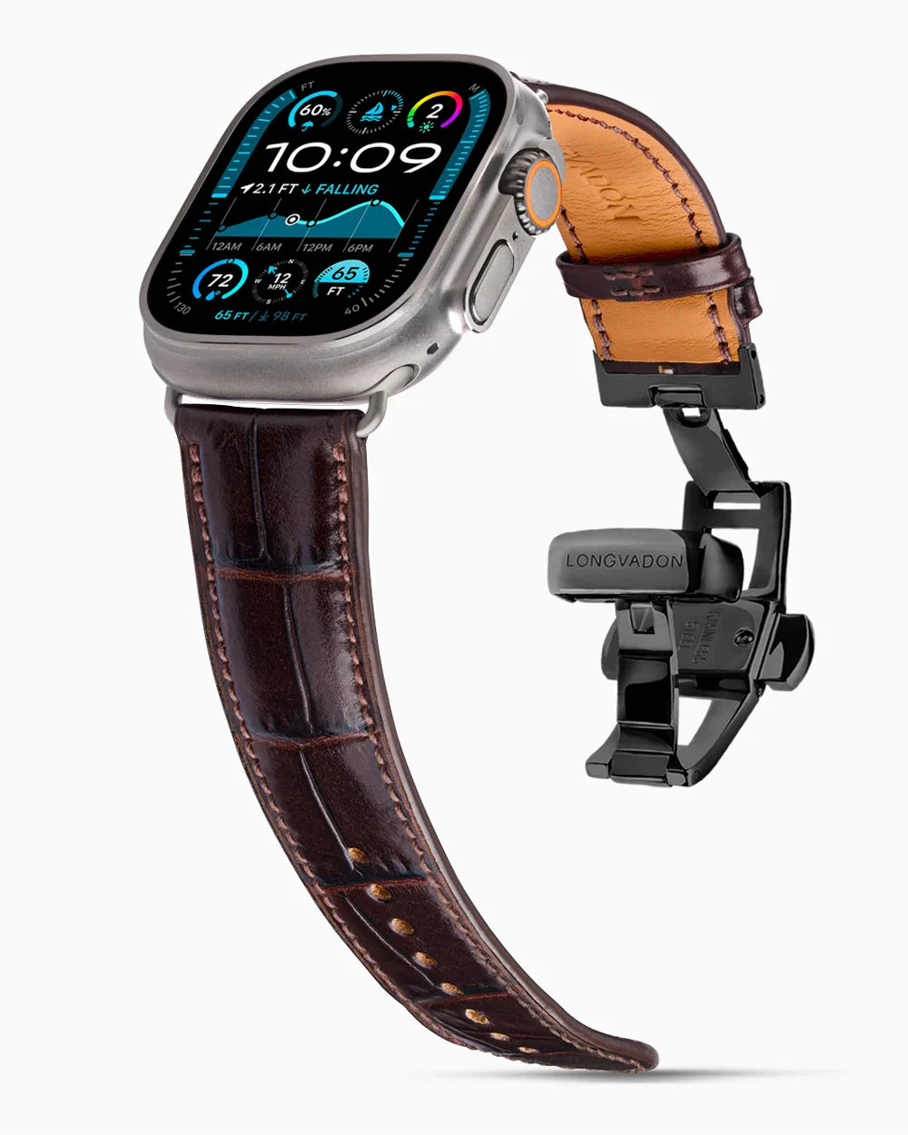 Caiman Calf designer Apple Watch leather band on a Apple Watch