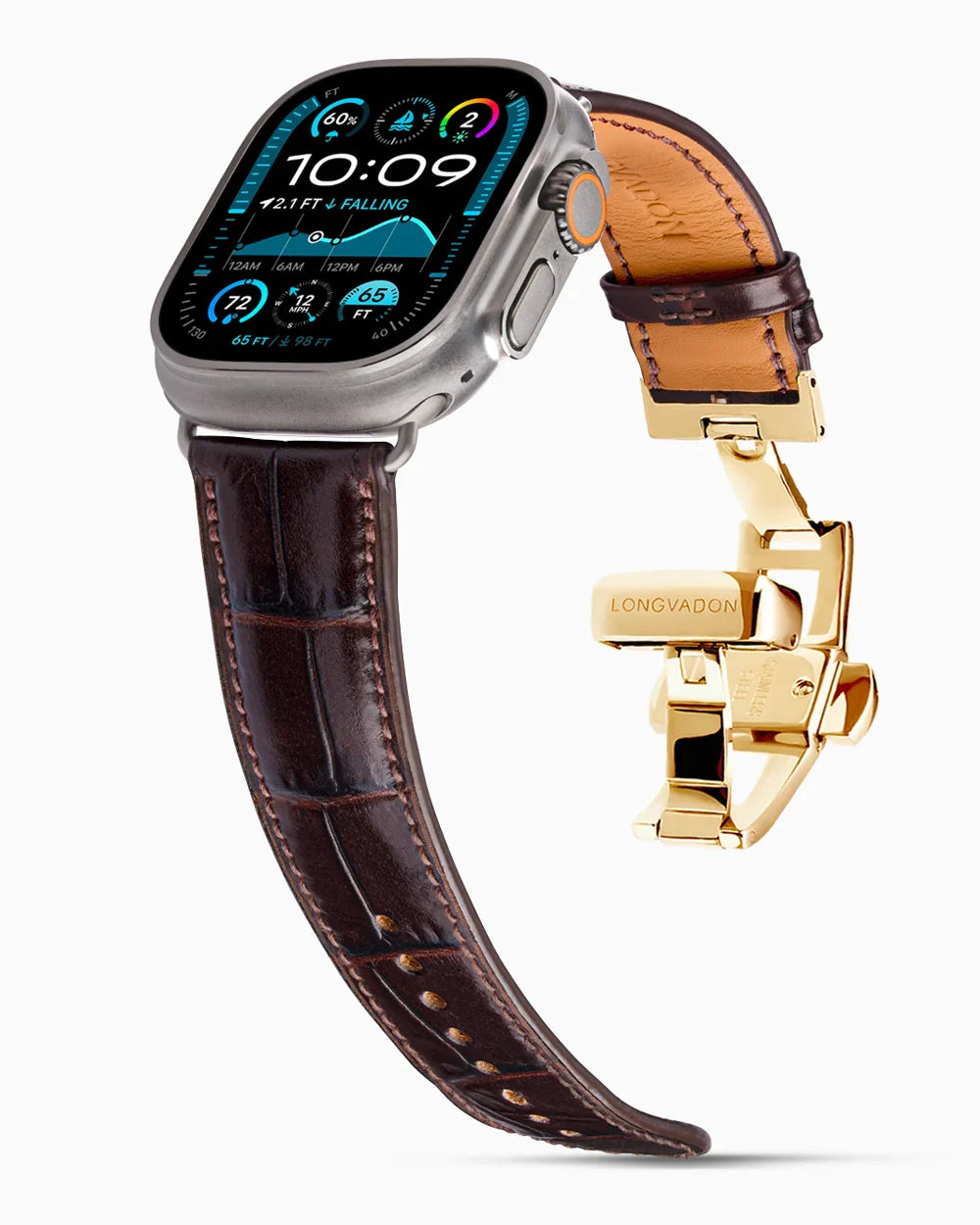 Caiman Calf Marron Foncé Luxury Apple Watch Band for Ultra