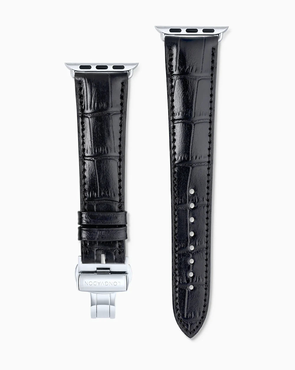 Caiman Calf designer Apple Watch leather band straight from above with clasp