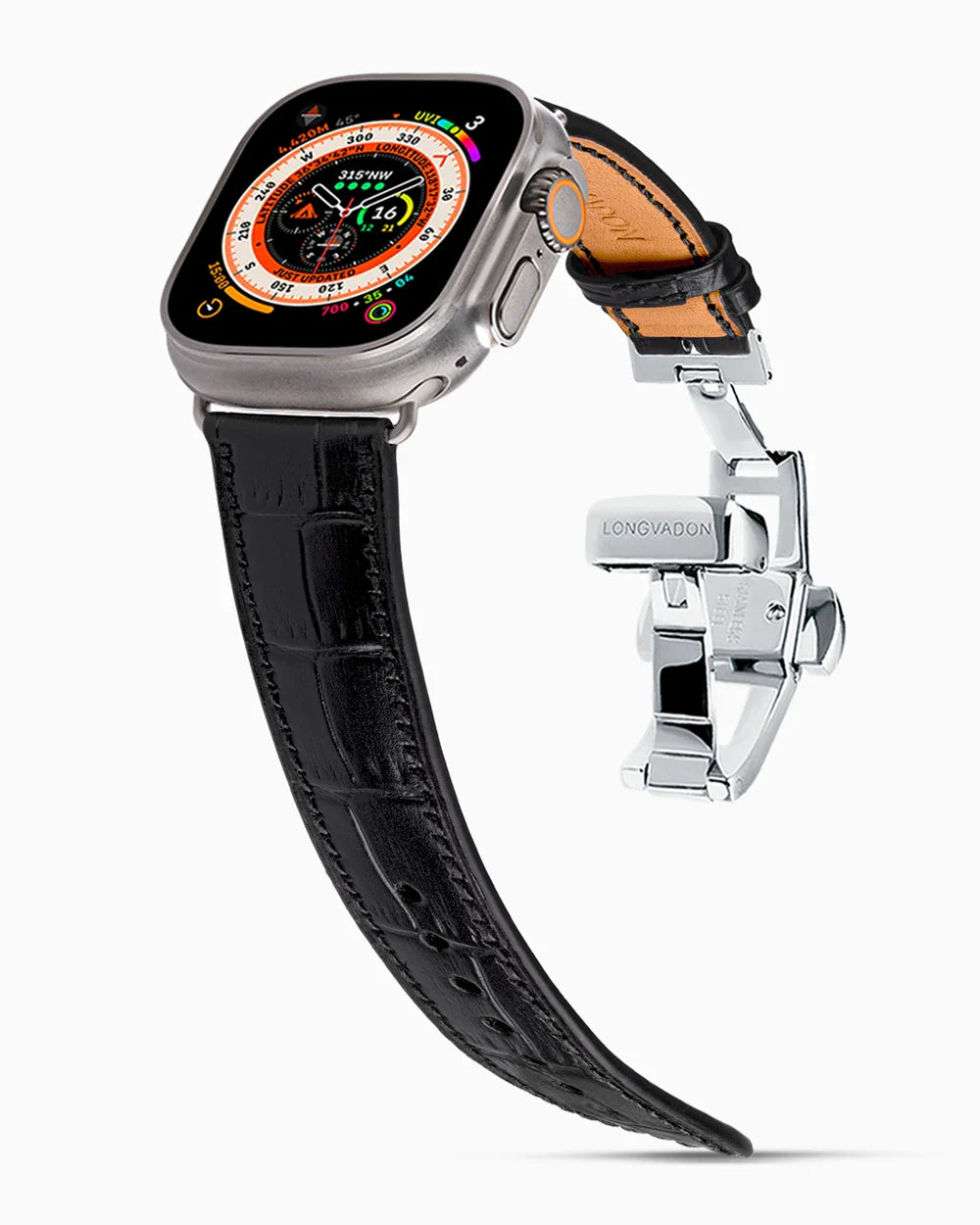 Caiman Calf designer Apple Watch leather band on a Apple Watch