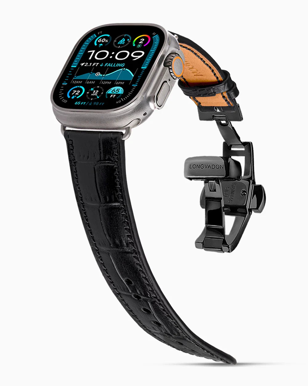 Caiman Calf designer Apple Watch leather band on a Apple Watch