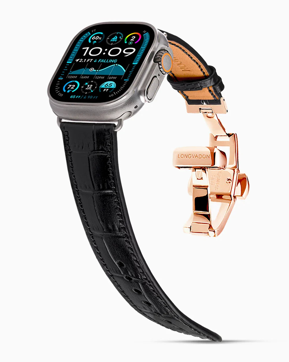 Caiman Calf designer Apple Watch leather band on a Apple Watch