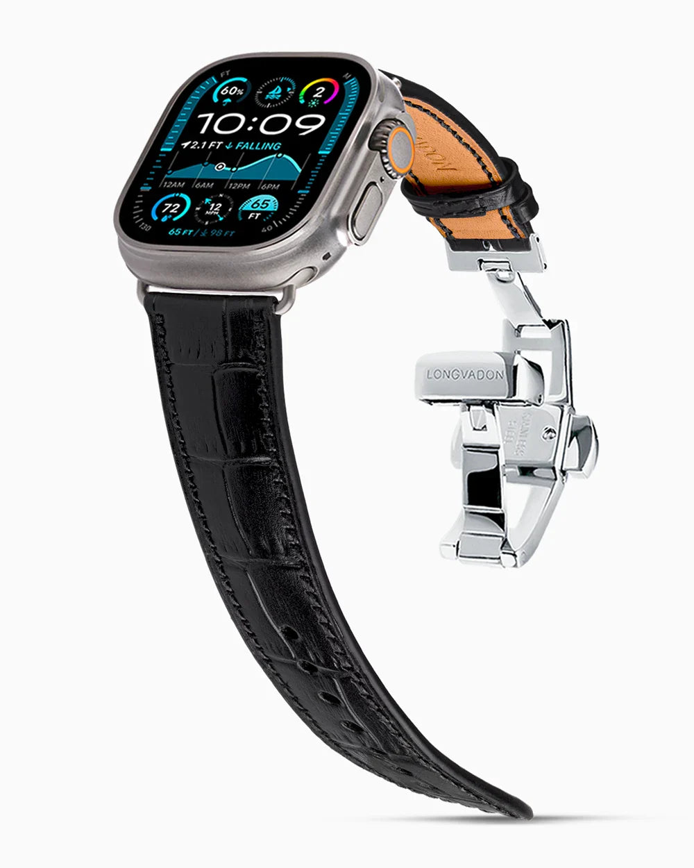 Caiman Calf designer Apple Watch leather band on a Apple Watch