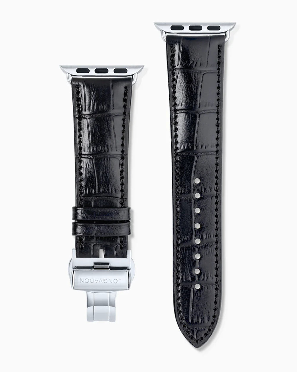 Caiman Calf designer Apple Watch leather band straight from above with clasp