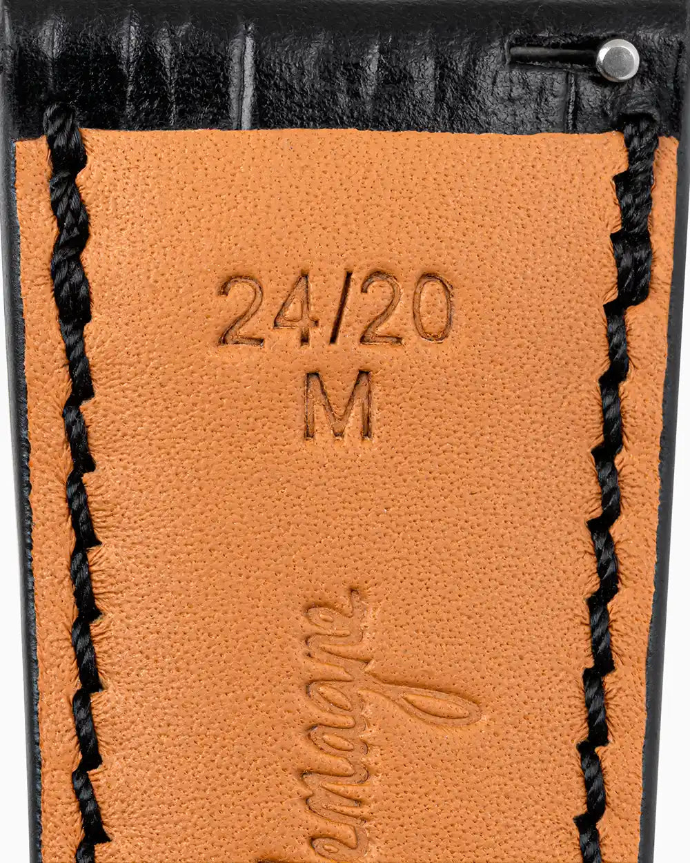 Caiman Calf designer leather watch strap fait en allemagne lining closeup