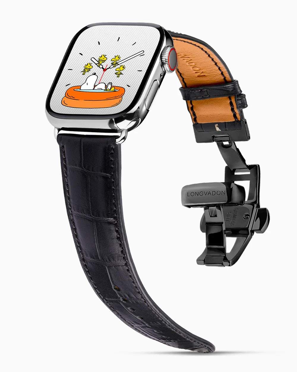 Caiman Calf designer Apple Watch leather band on a Apple Watch