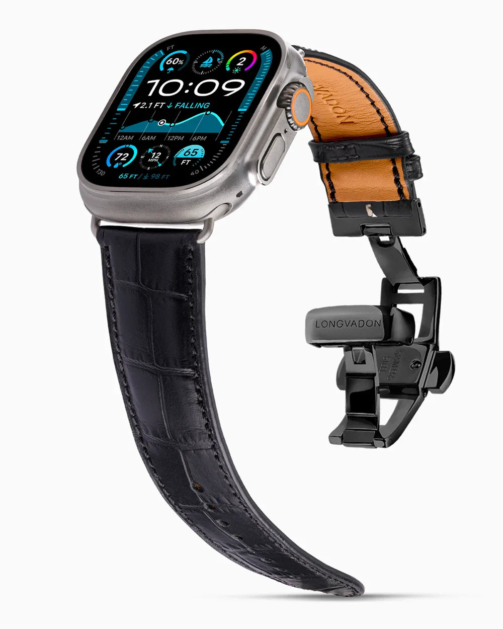 Caiman Calf designer Apple Watch leather band on a Apple Watch