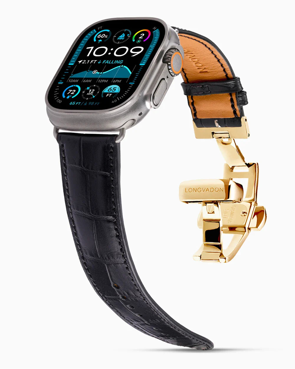 Caiman Calf designer Apple Watch leather band on a Apple Watch
