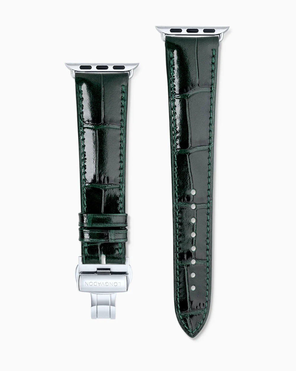 Caiman Calf designer Apple Watch leather band straight from above with clasp