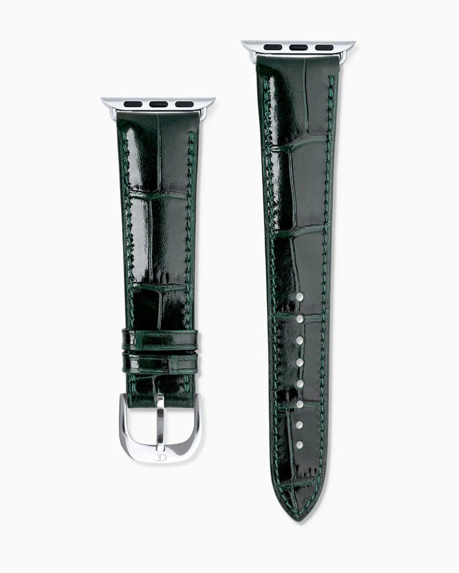 Caiman Calf designer Apple Watch leather band straight from above