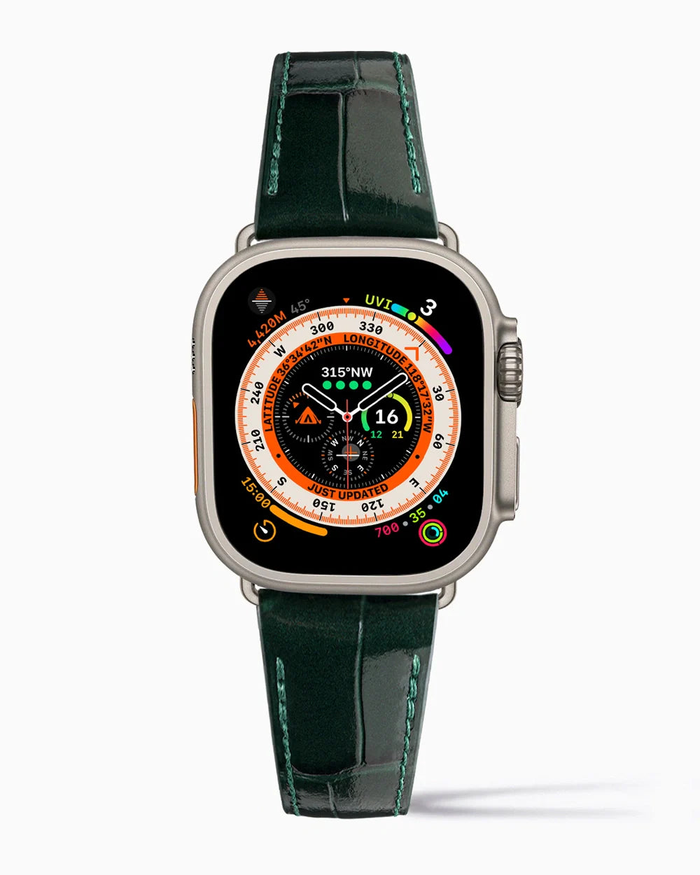 Caiman Calf designer Apple Watch leather band on a Apple Watch Ultra