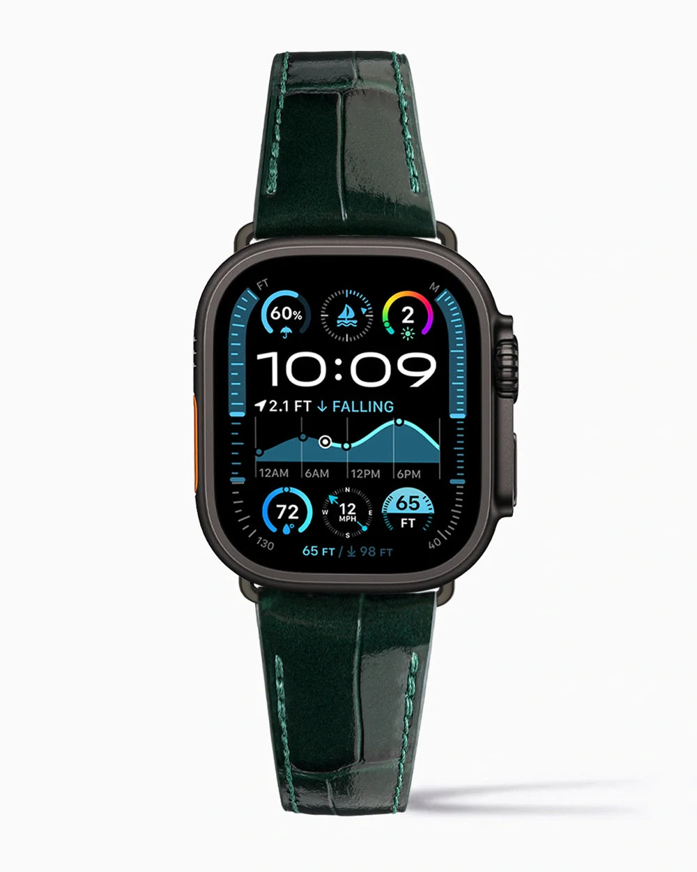 Caiman Calf designer Apple Watch leather band on a Apple Watch Ultra