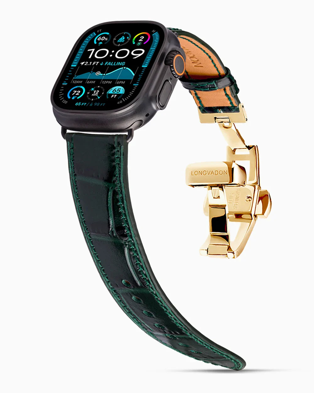 Caiman Calf designer Apple Watch leather band on a Apple Watch