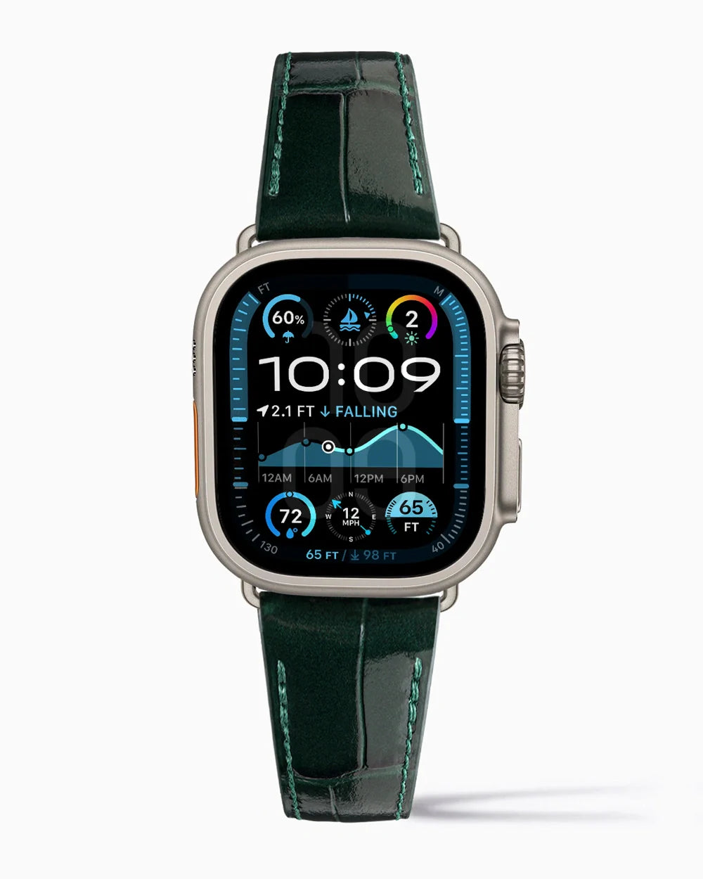 Caiman Calf designer Apple Watch leather band on a Apple Watch Ultra