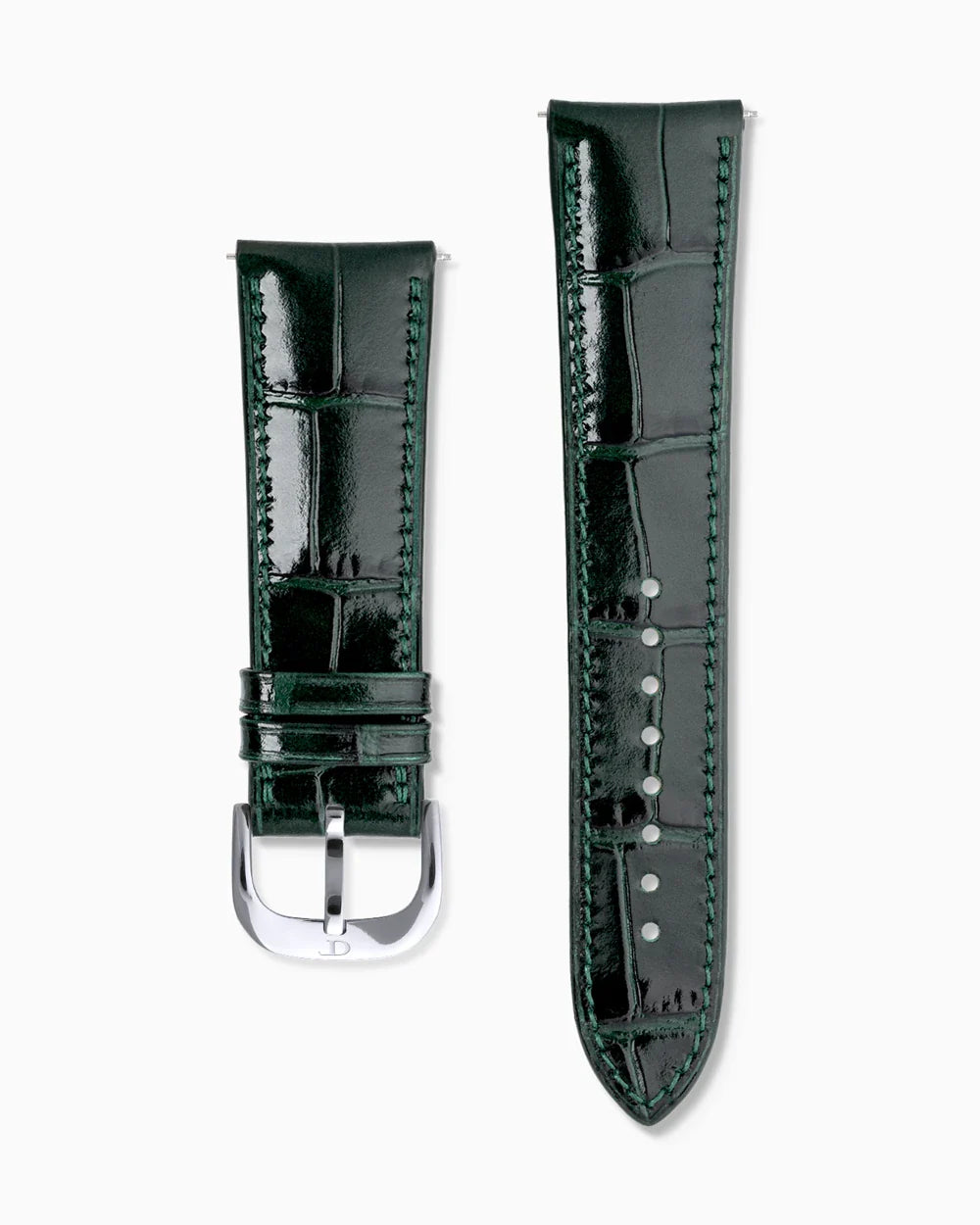 Caiman Calf designer leather watch strap shot from above