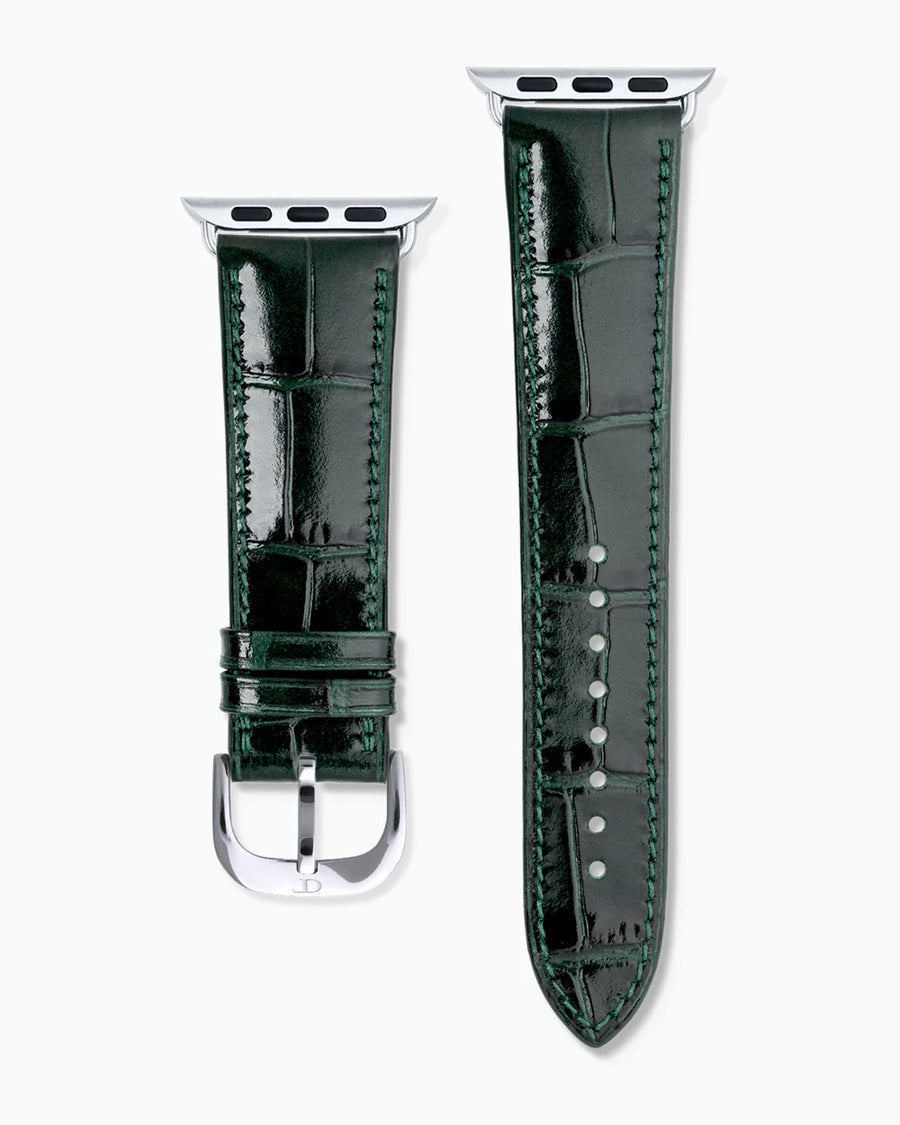Caiman Calf designer Apple Watch leather band straight from above