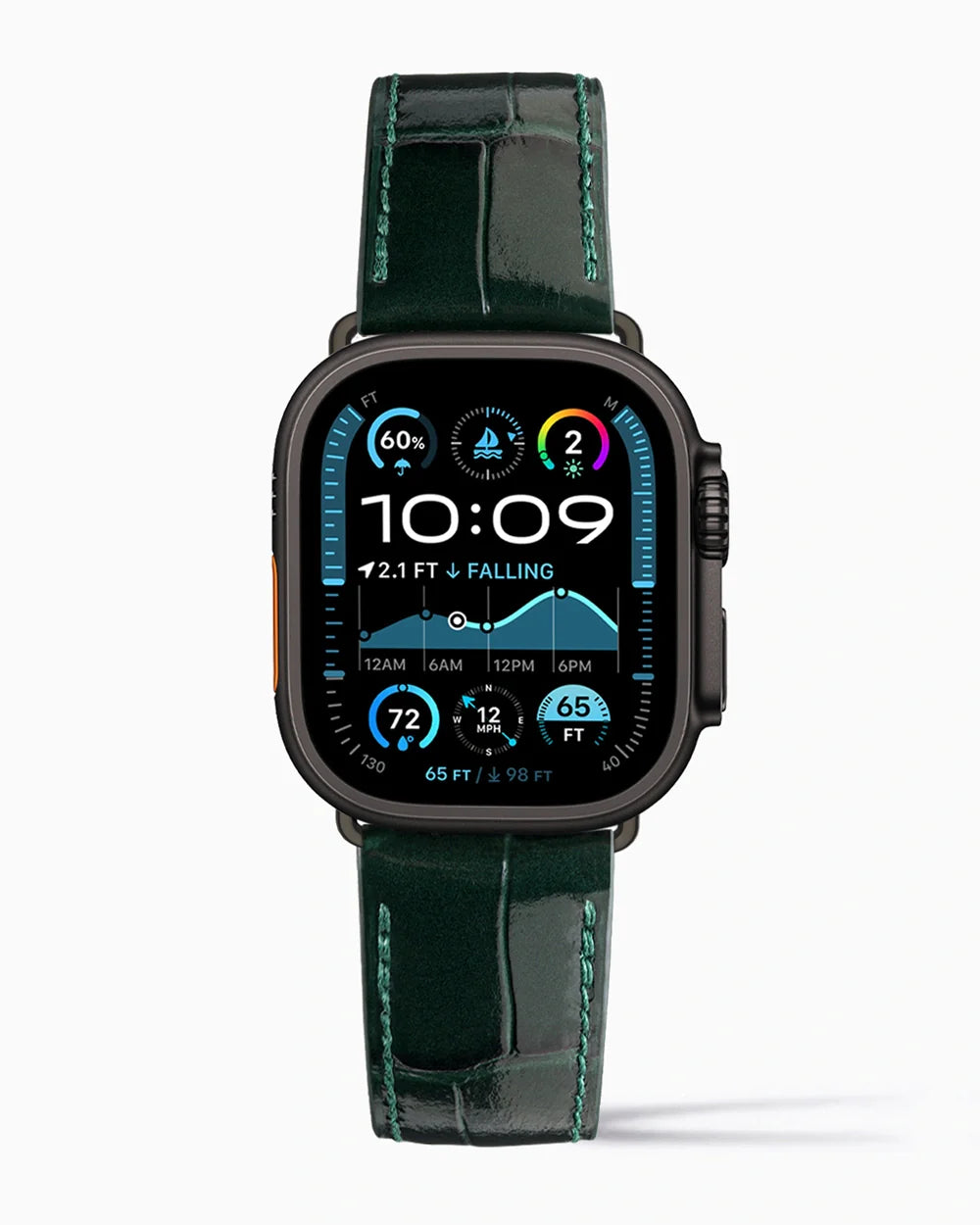 Caiman Calf designer Apple Watch leather band on a Apple Watch Ultra