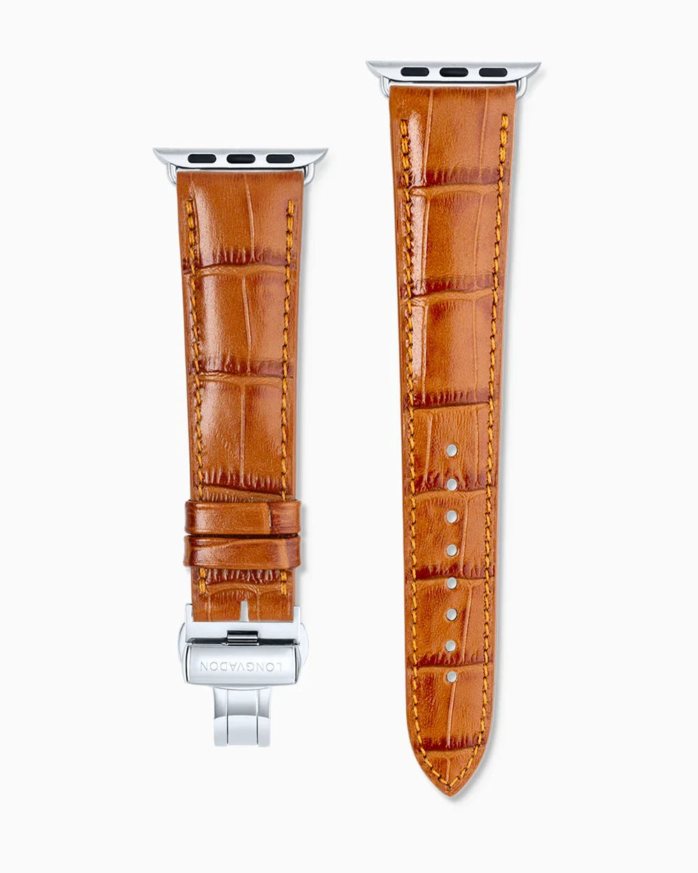 Caiman Calf designer Apple Watch leather band straight from above with clasp