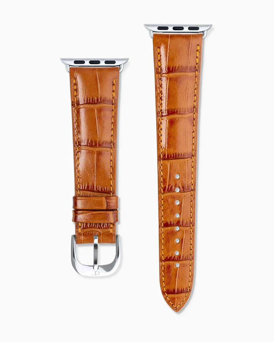 Caiman Calf designer Apple Watch leather band straight from above