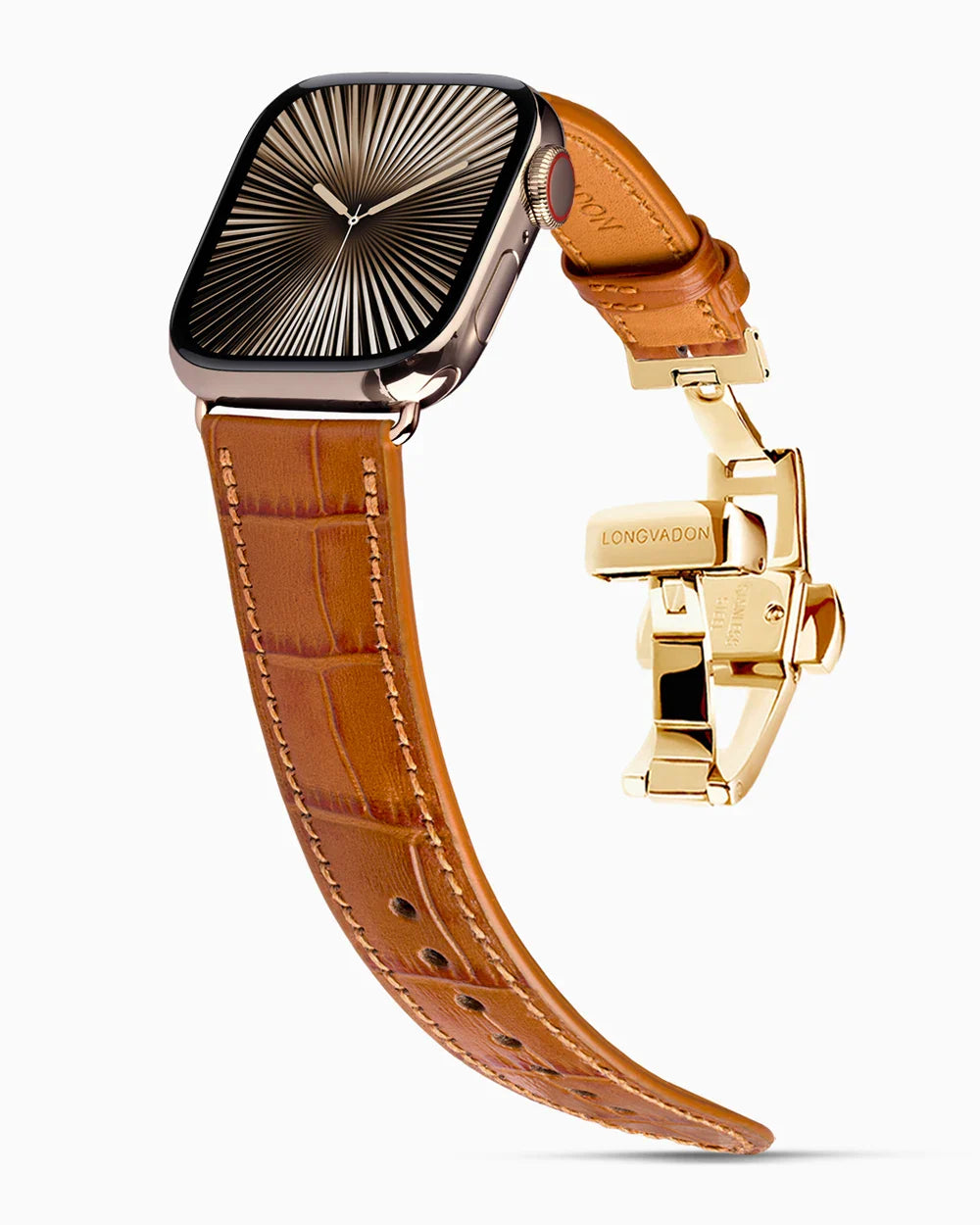 Caiman Calf designer Apple Watch leather band on a Apple Watch