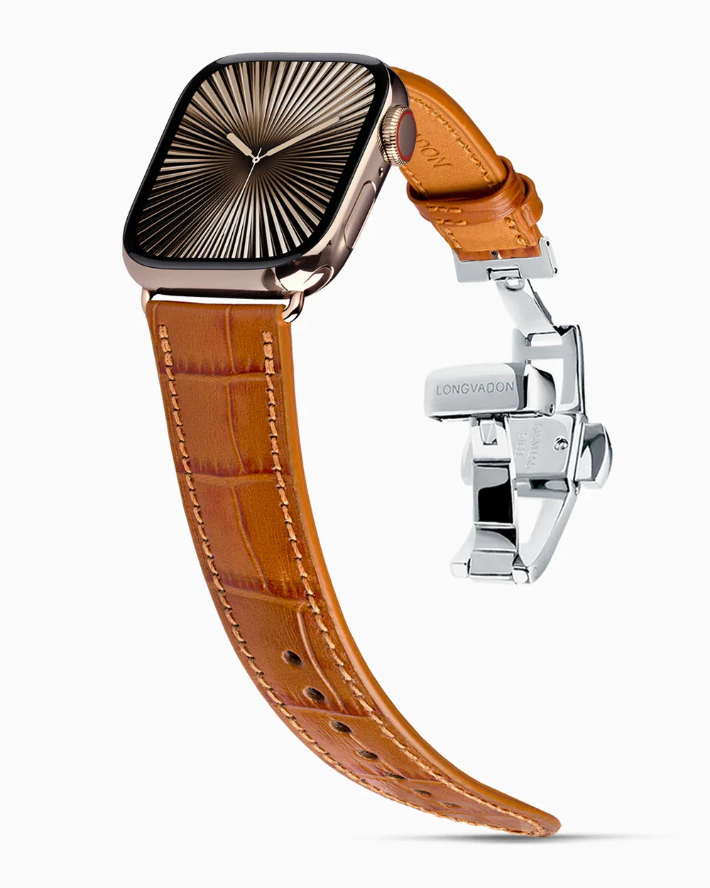 Caiman Calf designer Apple Watch leather band on a Apple Watch