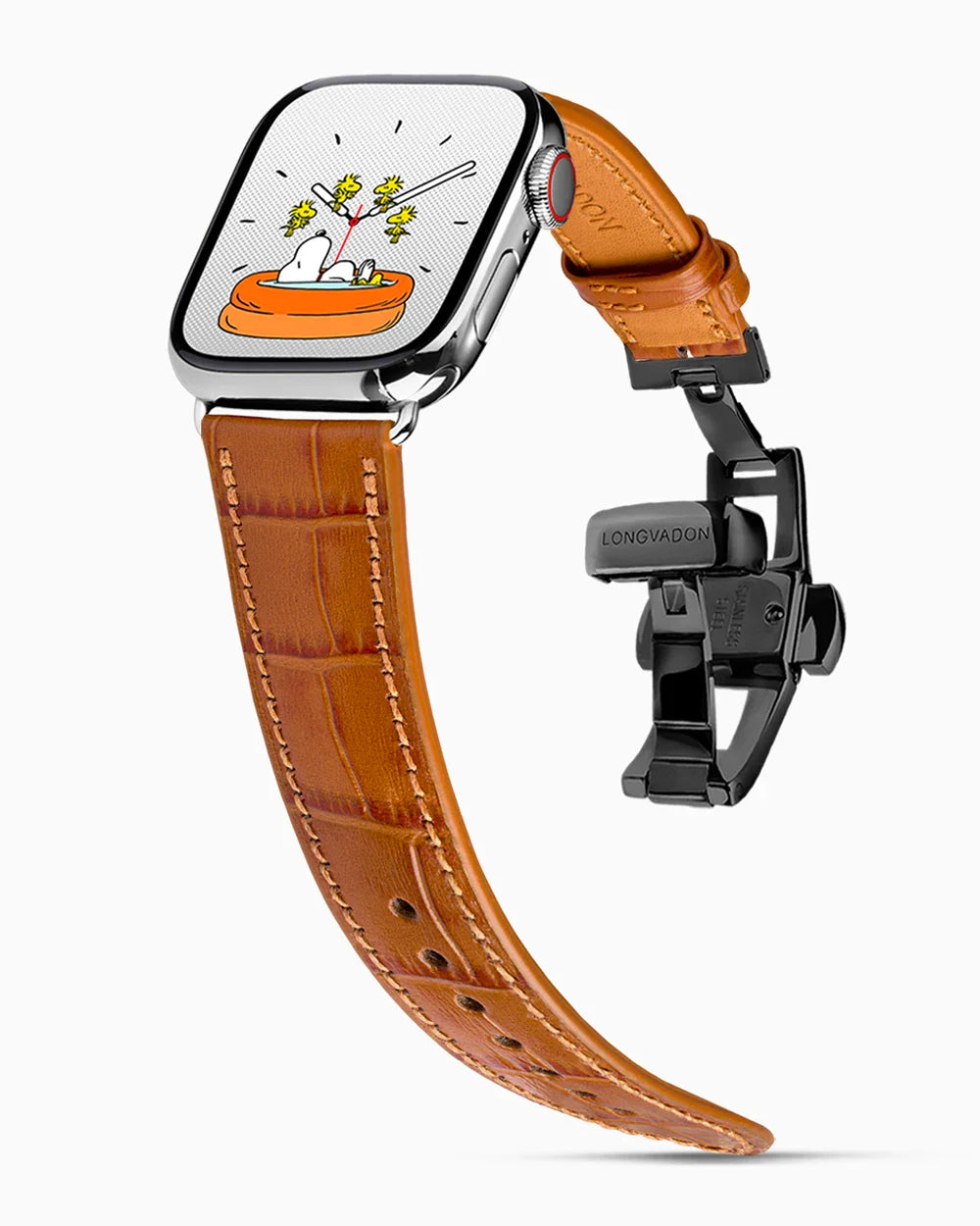 Caiman Calf designer Apple Watch leather band on a Apple Watch