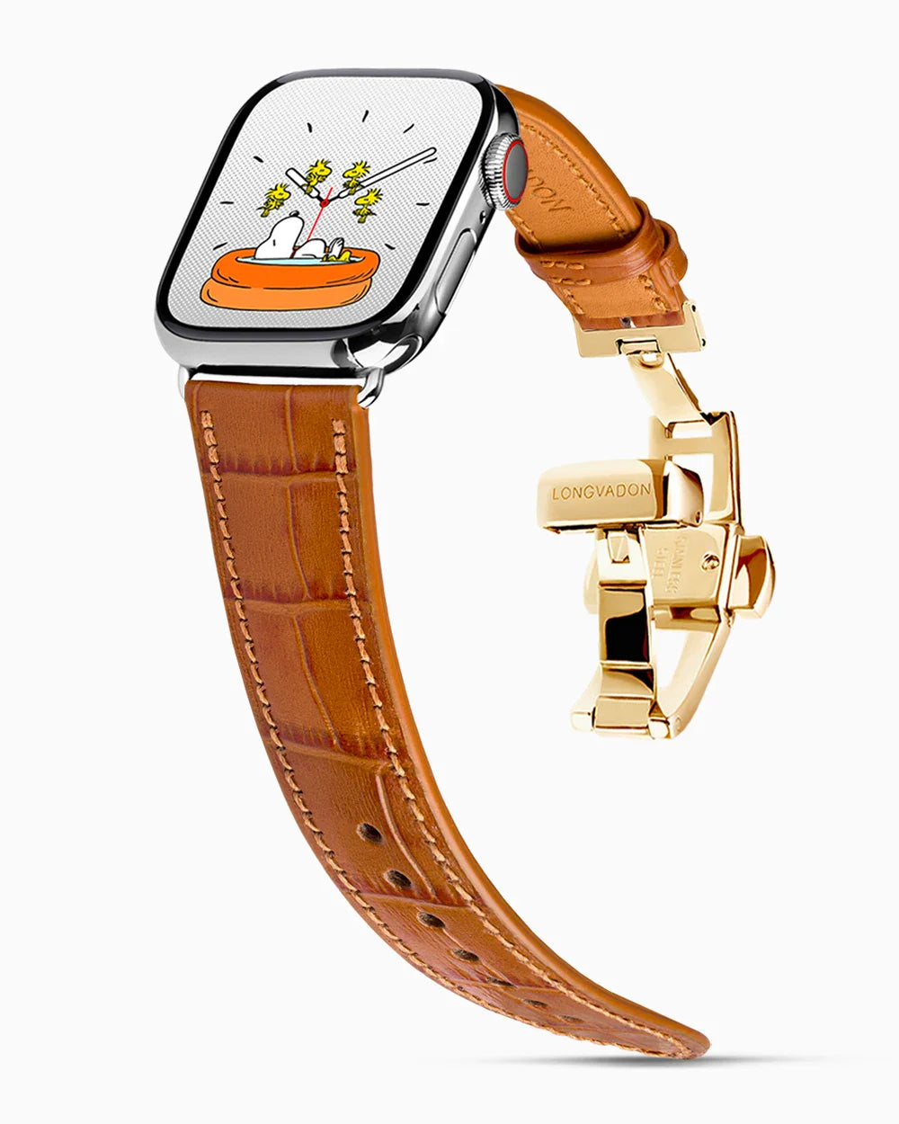 Caiman Calf designer Apple Watch leather band on a Apple Watch