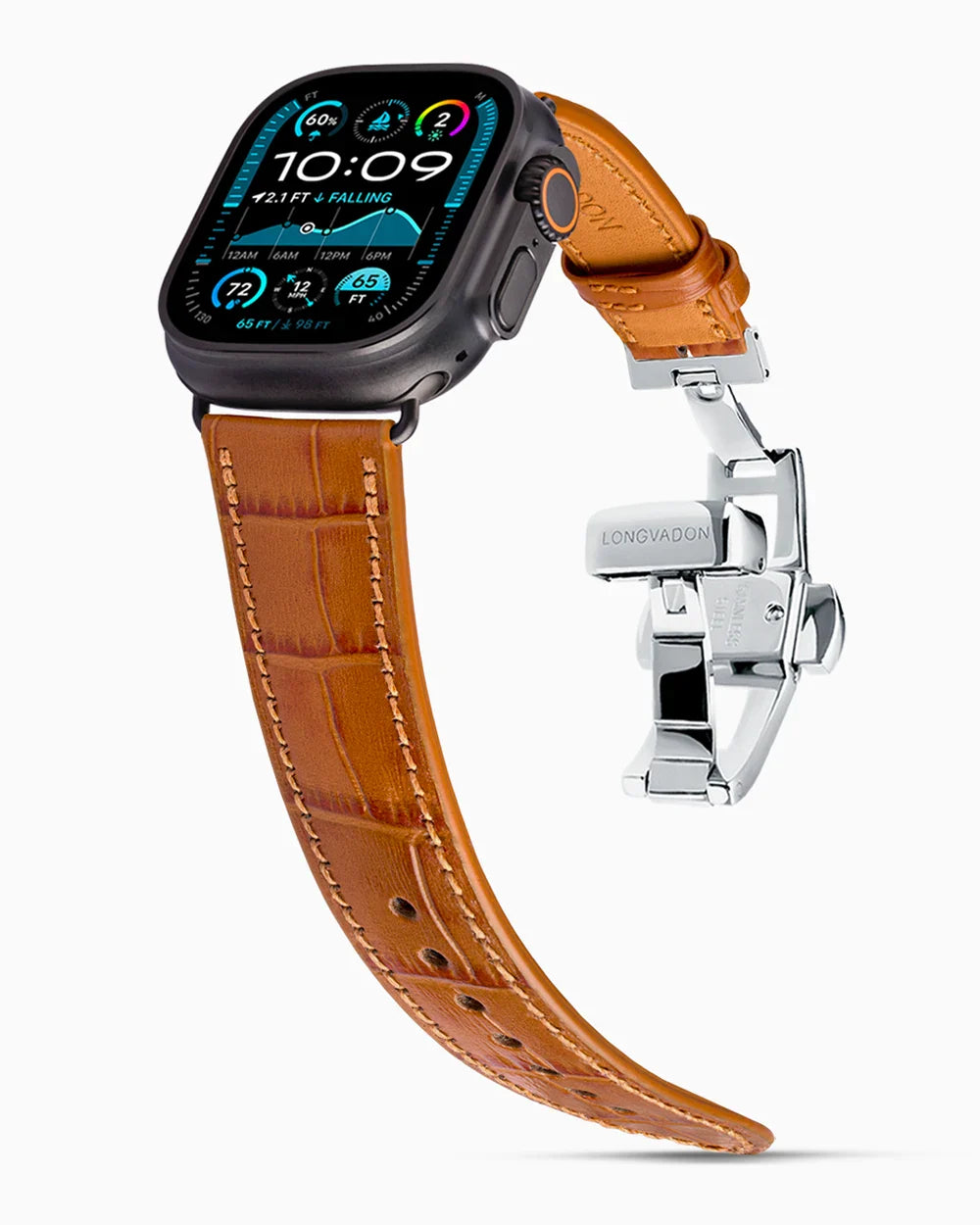 Caiman Calf designer Apple Watch leather band on a Apple Watch