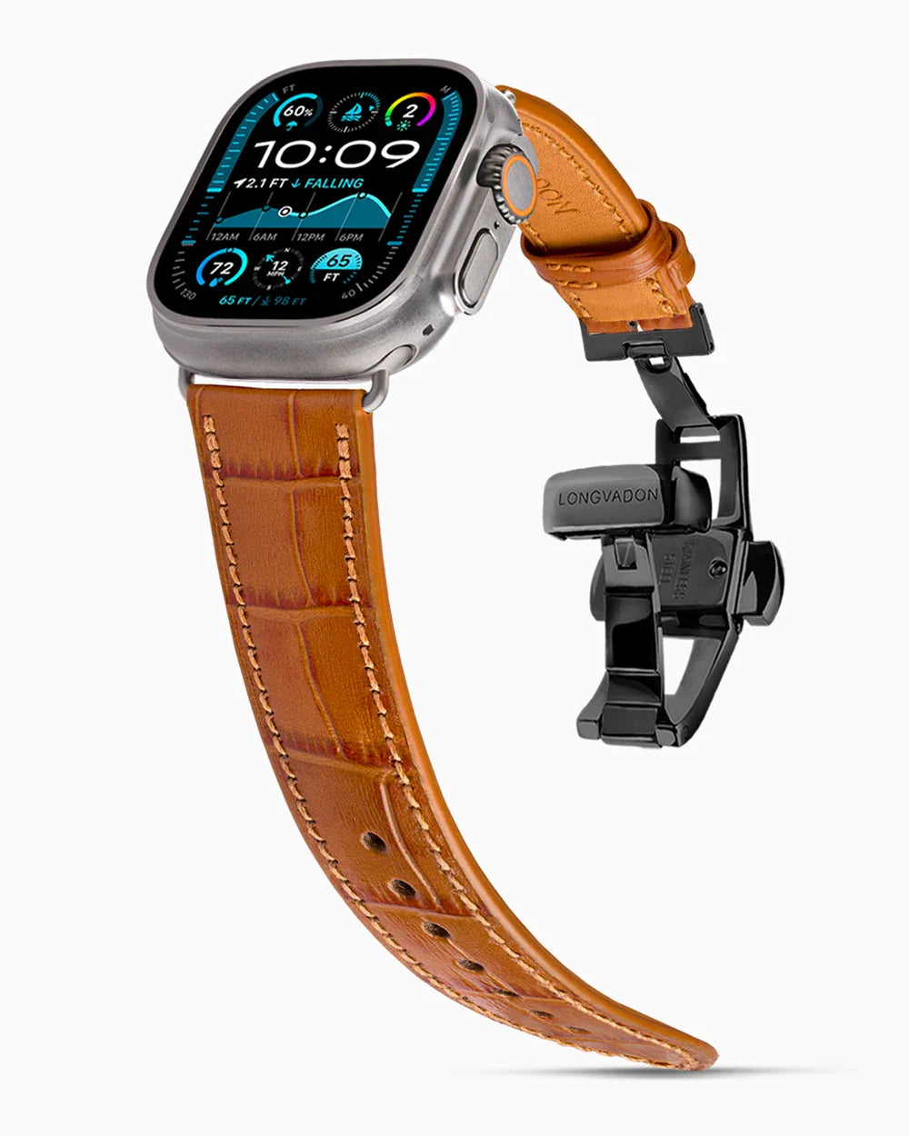 Caiman Calf designer Apple Watch leather band on a Apple Watch