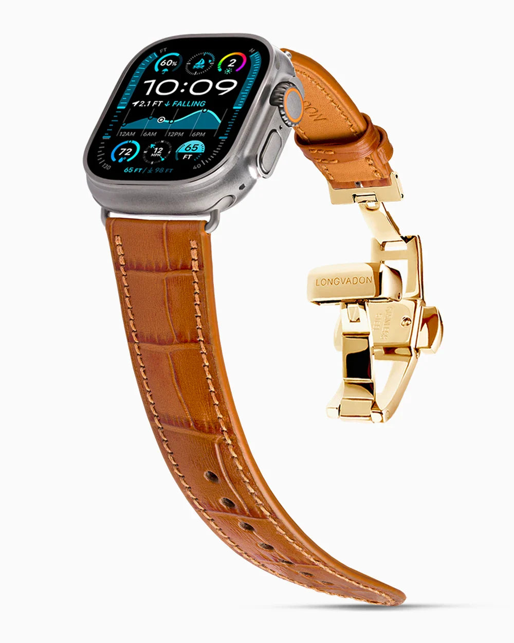 Caiman Calf designer Apple Watch leather band on a Apple Watch