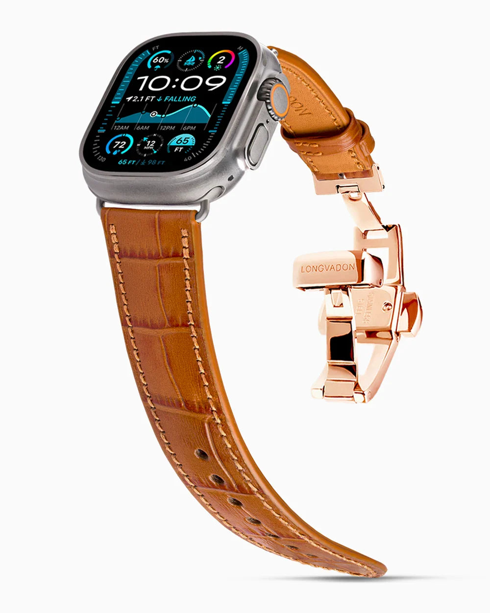 Caiman Calf designer Apple Watch leather band on a Apple Watch