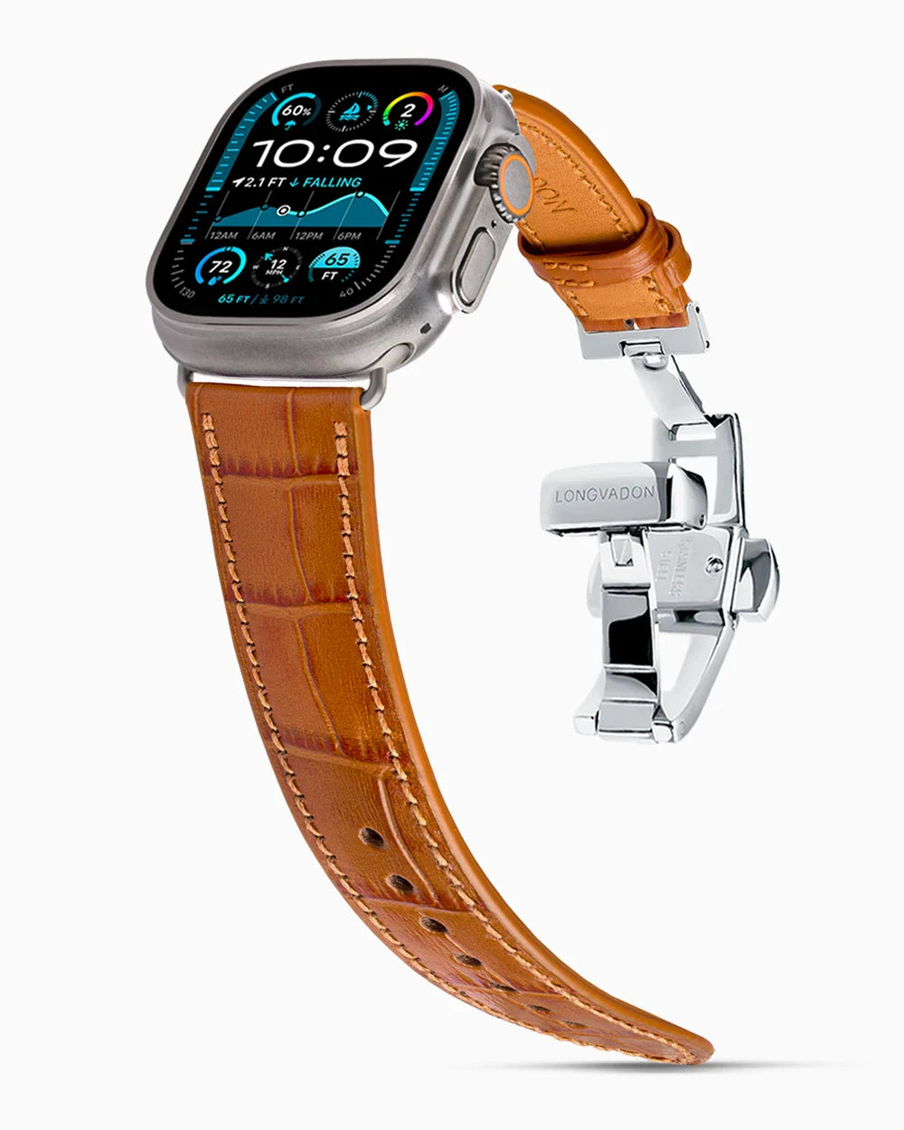 Caiman Calf designer Apple Watch leather band on a Apple Watch