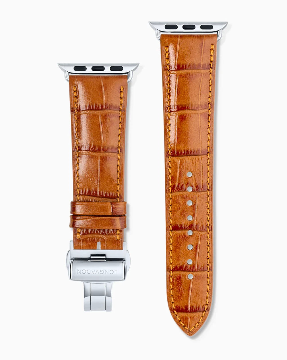 Caiman Calf designer Apple Watch leather band straight from above with clasp