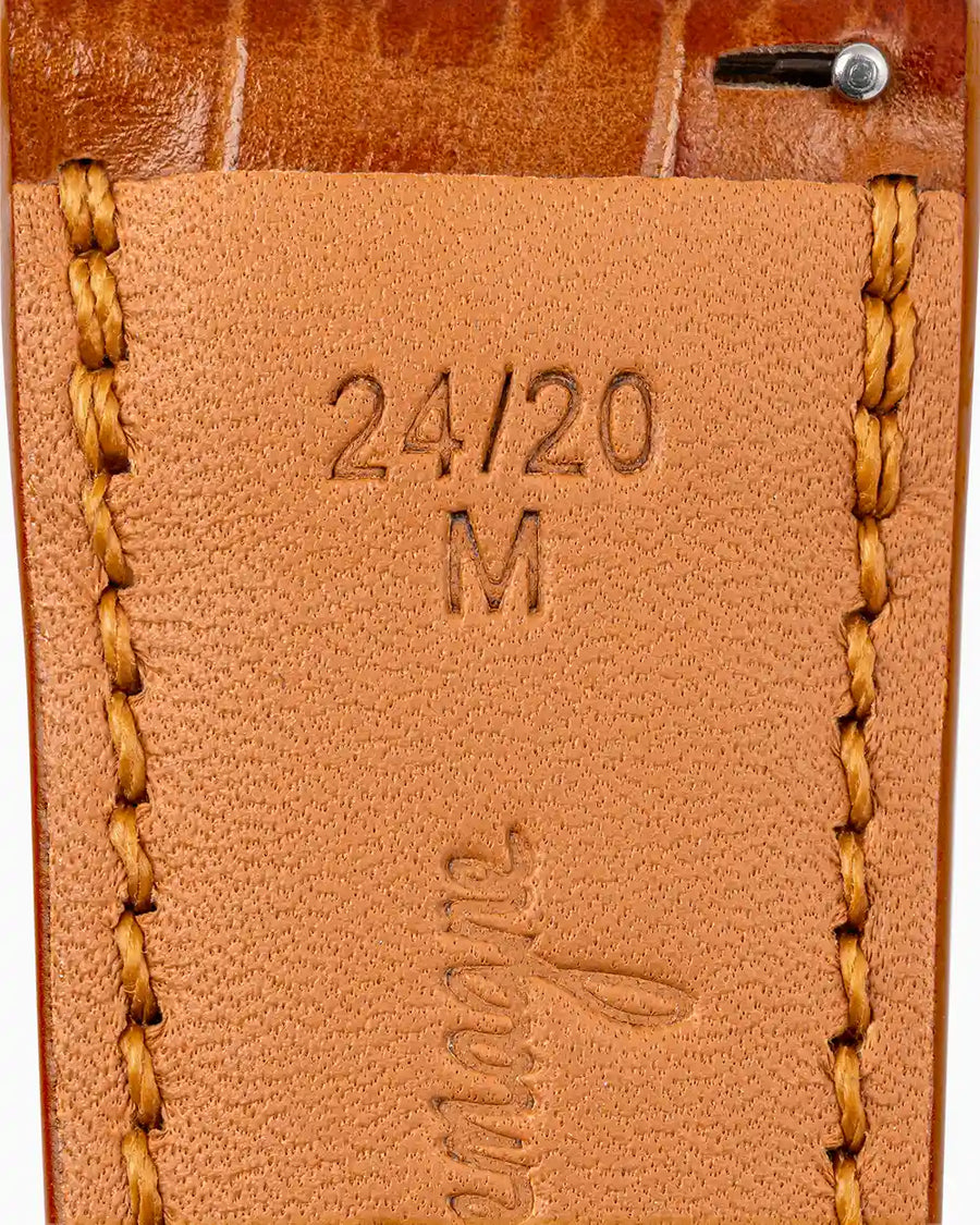 Caiman Calf designer Apple Watch leather band closeup