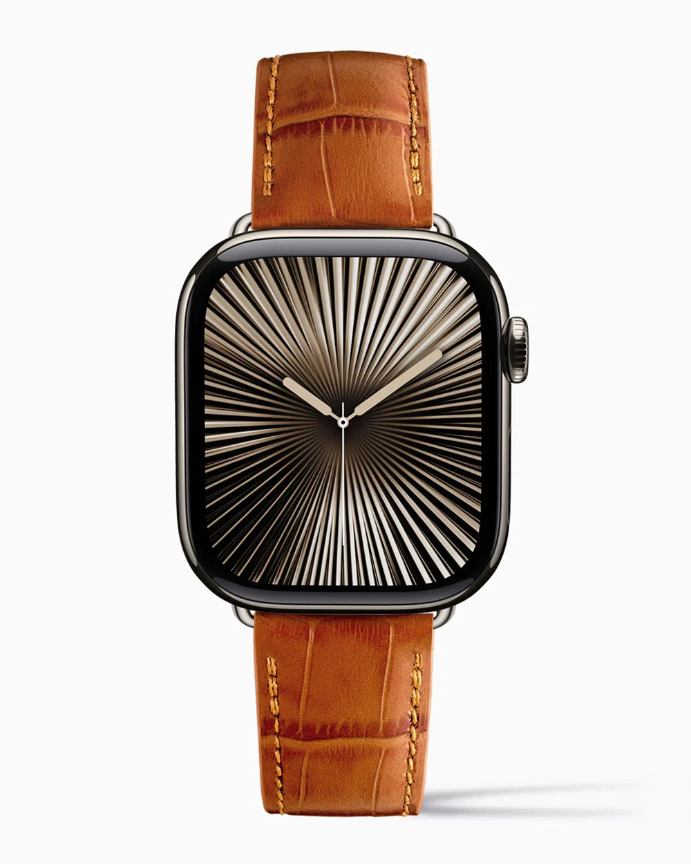Caiman Calf designer Apple Watch leather band on a Series 10 Apple Watch