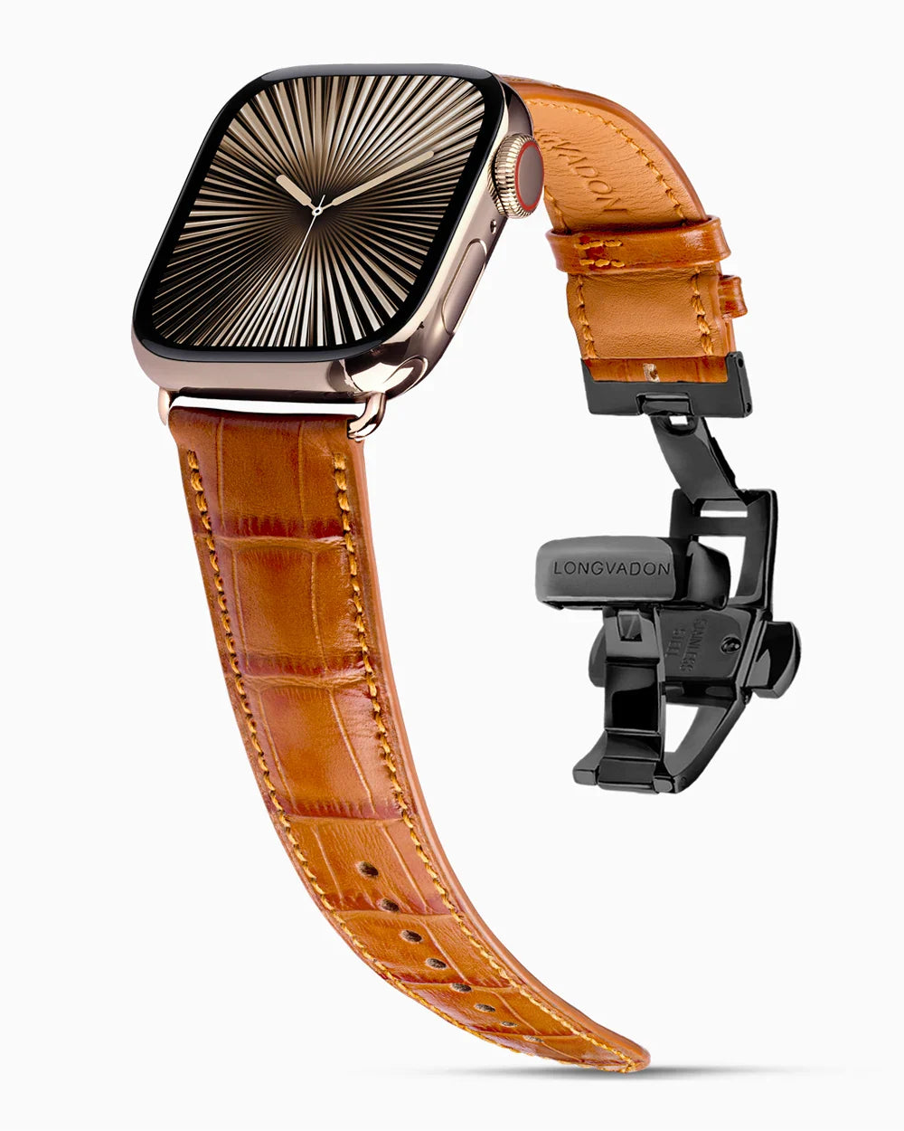 Caiman Calf designer Apple Watch leather band on a Apple Watch