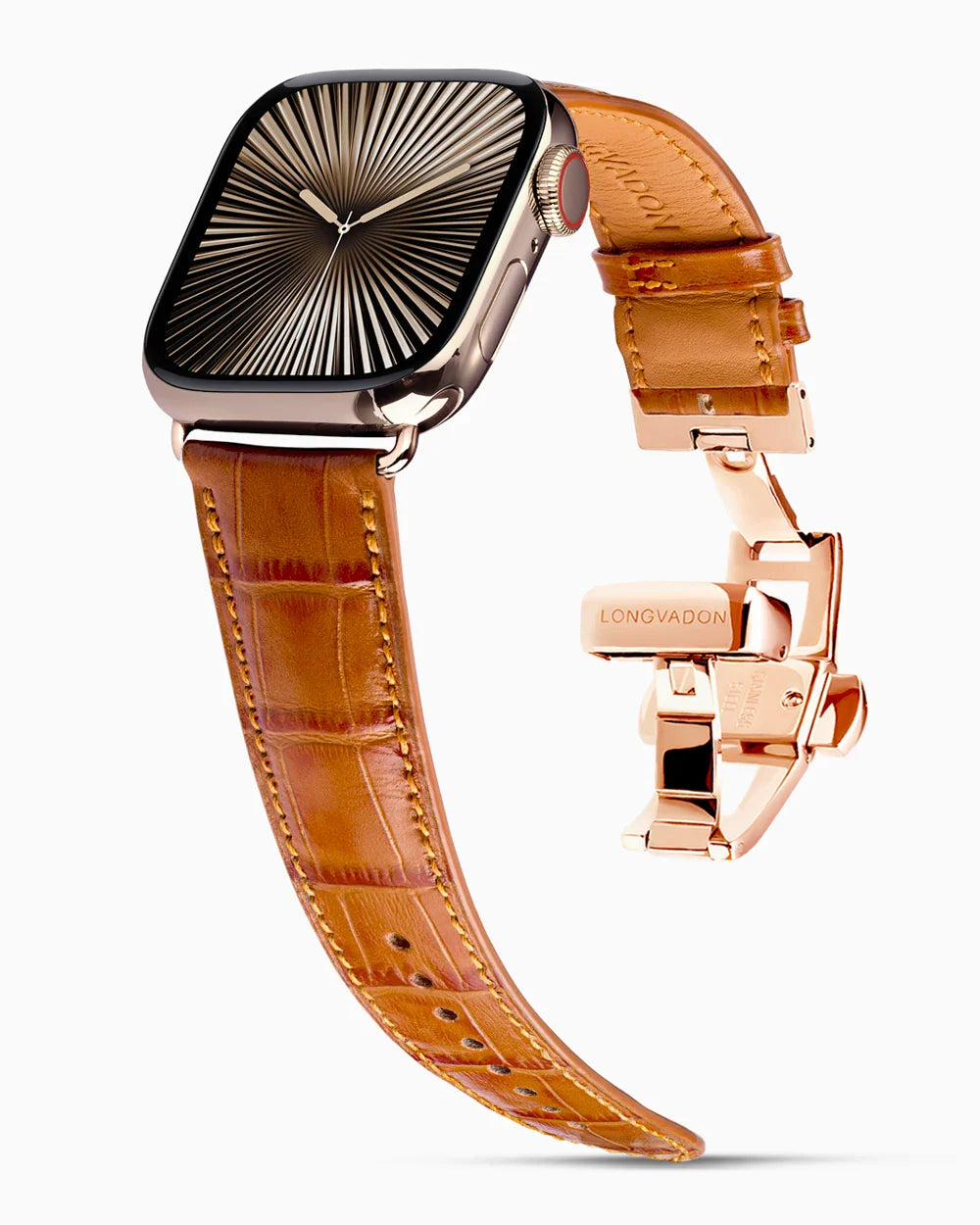 Caiman Calf designer Apple Watch leather band on a Apple Watch