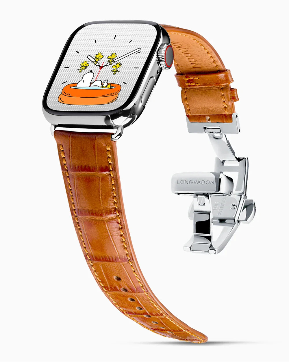 Caiman Calf designer Apple Watch leather band on a Apple Watch