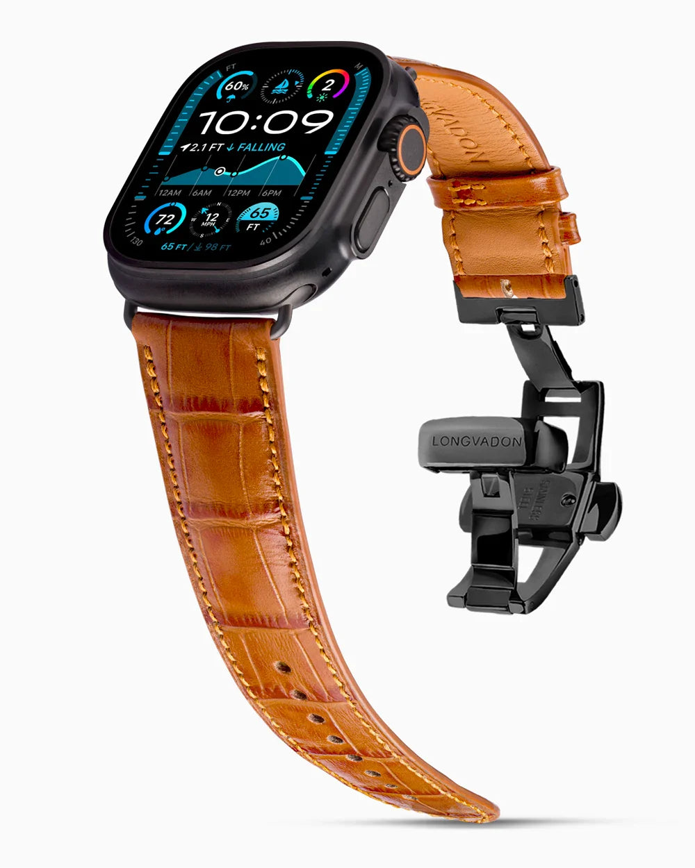 Caiman Calf designer Apple Watch leather band on a Apple Watch