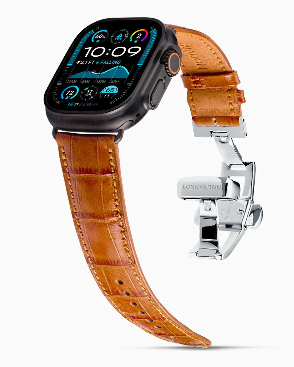Caiman Calf designer Apple Watch leather band on a Apple Watch
