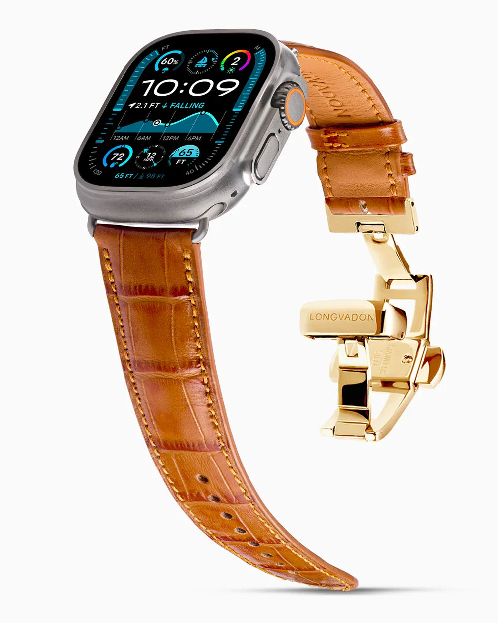 Caiman Calf designer Apple Watch leather band on a Apple Watch