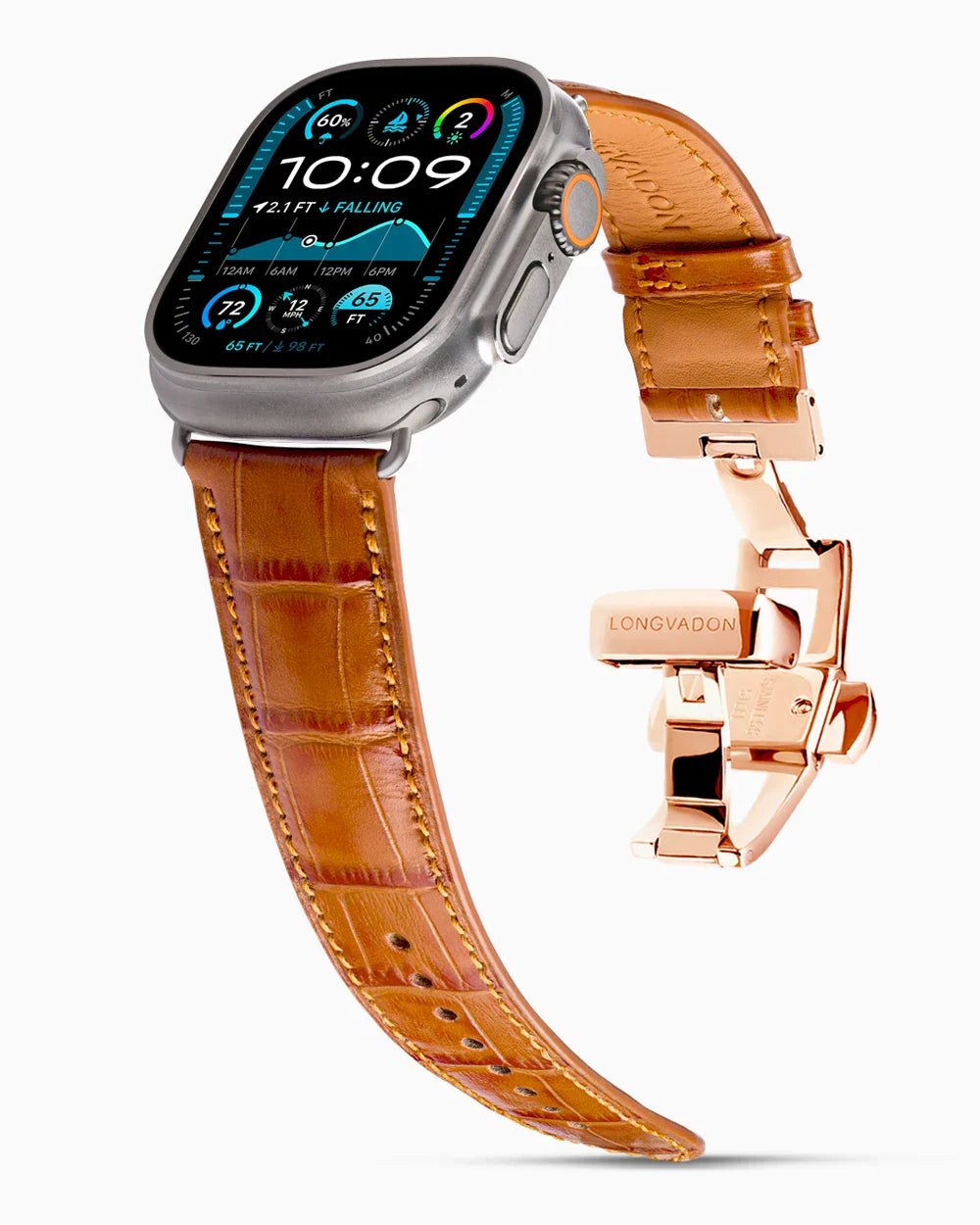 Caiman Calf designer Apple Watch leather band on a Apple Watch